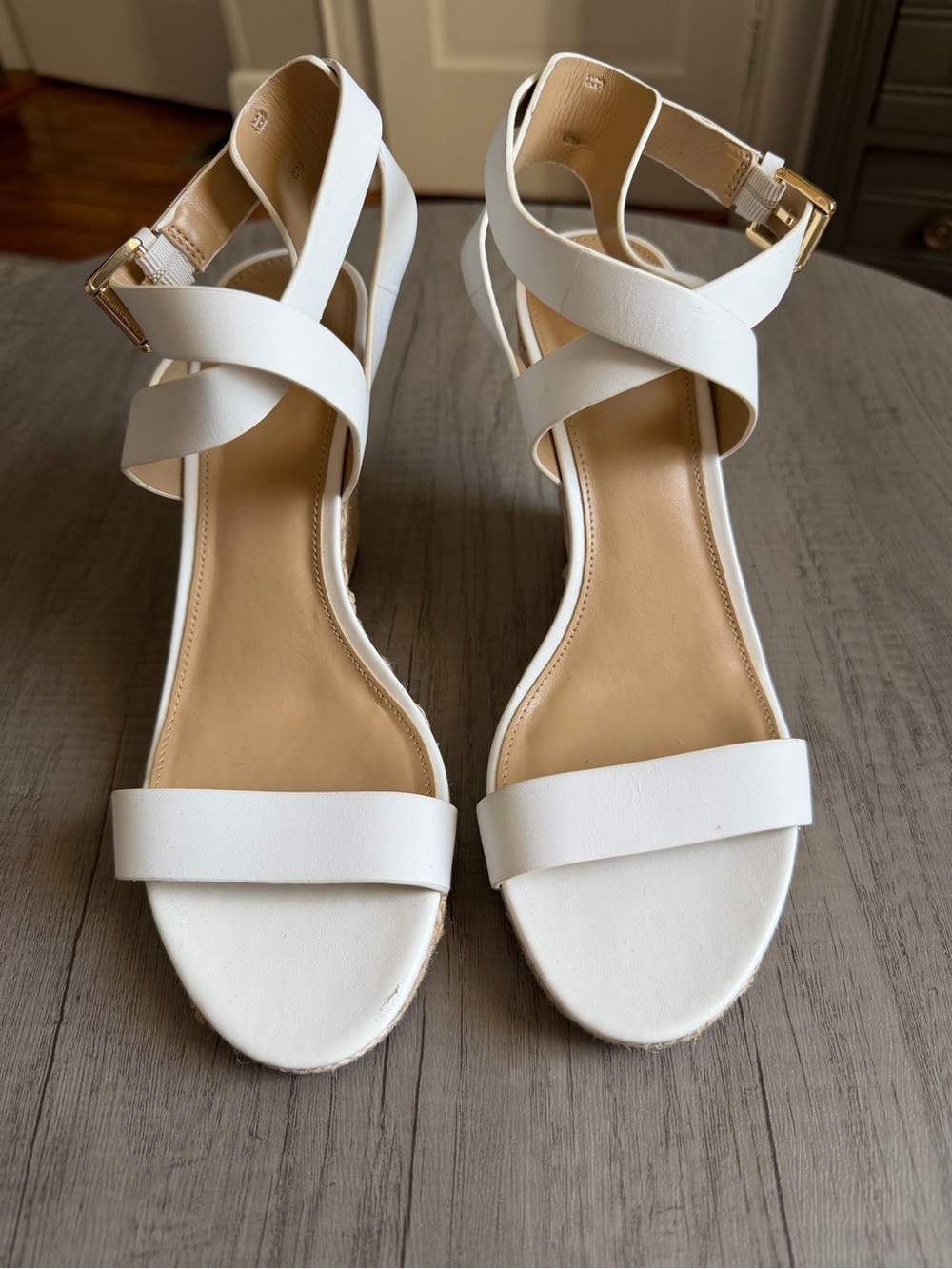 White Strappy Ankle‑Buckle Sandals - Women